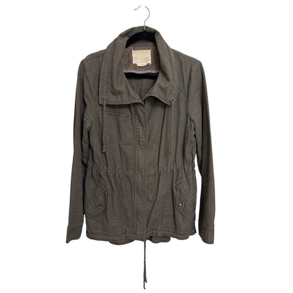 Anthropologie Revenna Lattice Anorak Women Large Jacket Olive Green Lace Hei Hei - Picture 1 of 5